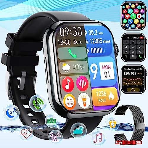 Smart Watch for Men Women,Smartwatch with Blood Pressure Body Temperature Heart Rate Monitor 1.88″ Touch Screen Bluetooth Watch (Make/Answer Call) IP67 Waterproof Smart Watch for Android iOS Phones