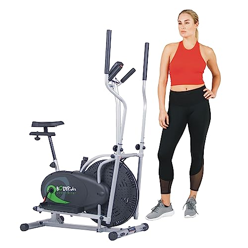 Body Rider 2 in 1 Elliptical Upright Cardio Exercise Machine Fan-Styled Flywheel Light-Weight Design Variable Manual Resistance Control Digital Monitoring Console with LCD Display BRD2835