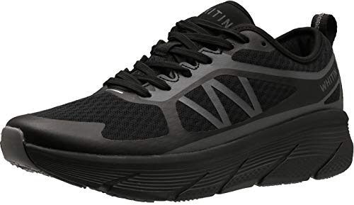 WHITIN Men’s Cushioned Running Fitness Workout Shoes Sports Jogging for Male Athletic Gym Size 11 Breathable Lightweight Road Oversized Midsole Platform Sneakers Exercise Max Cushion Black 45