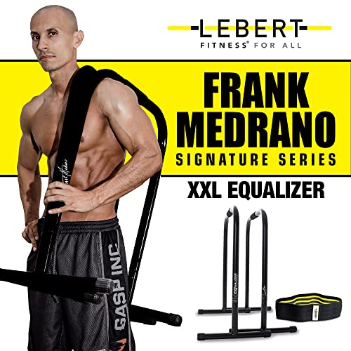 Lebert Fitness EQualizers | Frank Medrano Signature Series Equalizer Dip Bars | Total Body Pull Up Bar | Hip Resistance Band | Black Matte XXL