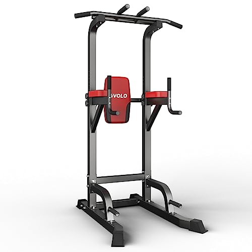GVOLO Power Tower Dip Station Pull Up Bar Exercise for Home Gym Height Adjustable Multi-Function Power Tower with Backrest Strength Training Fitness Equipment, 330 LBS