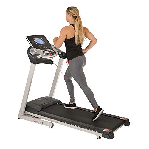 Sunny Health & Fitness Energy Flex Electric Treadmill with Bluetooth Connectivity, Automatic Incline, Speakers and 16 Preloaded Programs – SF-T7724