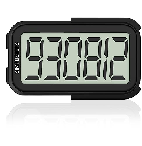 SimpliSteps Simple Step Counter & 3D Pedometer – Accurate 3D Pedometer for Walking with X-Large Screen, Clip and Lanyard