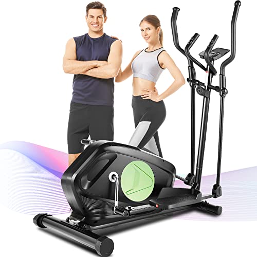 ANCHEER Elliptical Machine for Home use, Elliptical Cross Trainer Machines with LCD Monitor & Pulse Rate Grips, 390LBS Weight Capacity Fitness Elliptical Quiet Driven with Large Flywheel for Exercise