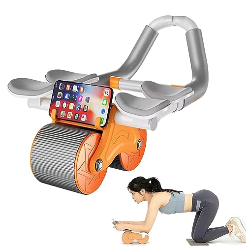 2023 New with Automatic rebound abdominal muscle exercise roller,abs roller wheel core exercise equipment with elbow support,ab plank roller,ab roller,ab wheel (QW-ORANGE-1)