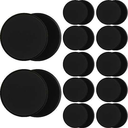 Wettarn 24 Pcs Core Sliders for Working Out Abdominal Exercise Gliding Discs Dual Sided Workout Sliders Disc Fitness Sliders Exercise Gear for Gym Floors Training Abdominal Core Strength (Black)