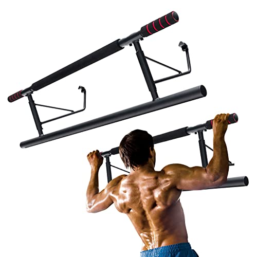 Goplus Pull Up Bar for Doorway, Folding Strength Training Chin-up Bar with Non-slip Foam Wrapped Grips, Heavy-duty Home Gym Workout Equipment Fits Most Door Frames, No Screws No Tools Pull-up Bar
