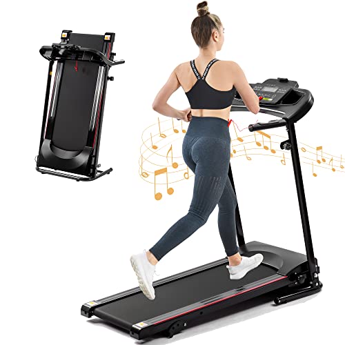 Electric Folding Treadmill, Folding Treadmills for Home with Bluetooth and Incline, Treadmills Foldable for Indoor Home Gym Exercise Fitness, 2.5HP Portable Treadmill with 12 Preset Programs