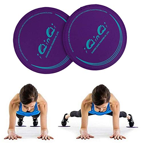 iQinQi Exercise Sliders, Dual Sided Core Sliders, Gliders Exercise Discs Use on Hardwood Floors, Workout Sliders Fitness Discs Abdominal & Total Body Gym Exercise Equipment for Home, Travel (Purple)