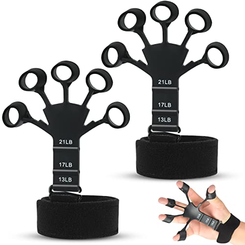 2pcs Finger Grip Strength Trainer Adjustable Grip Strengtheners for Hand Training Guitar Exerciser Hand Muscle Building Finger Arthritis Therapys Recovery Relieve Pain