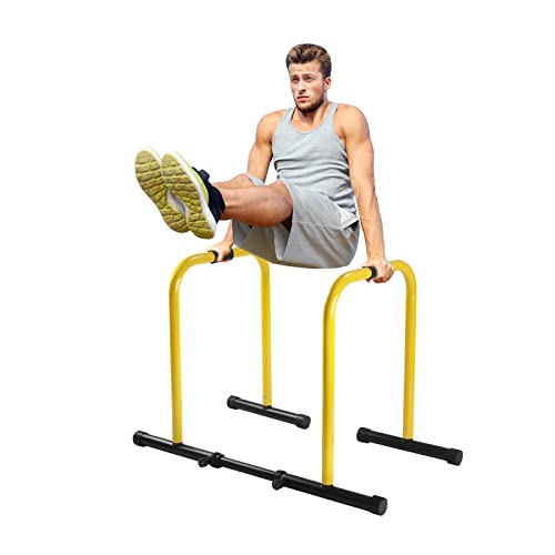 Dip Stands Bar Workout Equalizer Adjustable Parallel Bars Dip Station With (440 LBS) Loading Capacity Perfect For Home and Garage Gym Exercise Equipment Gymnastics, Calisthenics, Strength Training Bars(Yellow)