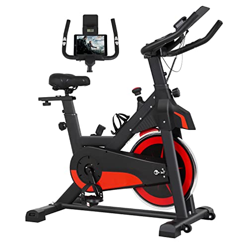 Exercise Bike Indoor Cycling Bike Stationary,Fitness Training Bike with Comfortable Seat Cushion and Resistance,Cup Holder,LCD Monitor Workout bike for Home Cardio Workout Fitness Machine (Black)