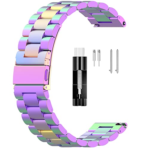 FitTurn Bands Compatible with Cubitt Teens/Cubitt Jr Metal Stainless Steel Watch Band Replacement Classic Durable Solid Link Accessory Buckle Metal Strap Wrist Band for Cubitt Teens/Jr Fitness Wellness Tracker (Colorful)