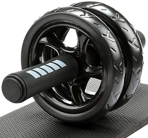 H&S Ab Roller Wheel for Abs Workout – Abdominal Core Exercise Equipment with Extra Thick Knee Pad Mat – w/Dual Glide Wheels