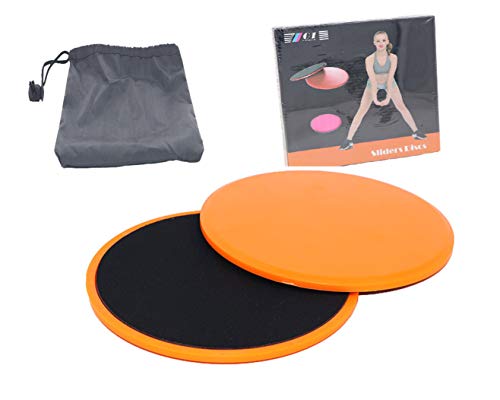 ITTA Gliding Discs, Double Sided Slider Discs Exercise Sliders, 2 Dual Sided Gliding Sliding Discs for Core Fitness, Gym, Carpet and Hardwood Floors Home Abdominal Exercise Equipment (Orange)