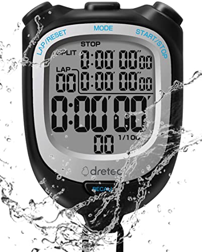 dretec Digital Stopwatch Waterproof Black