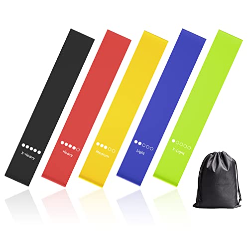 AITUSI Resistance Bands, Exercise Workout Loop Bands for Legs Arms, 5 Set of Different Resistance Levels Elastic Bands for Women and Men for Yoga, Gym, Training, with Carry Bag and Instruction Guide