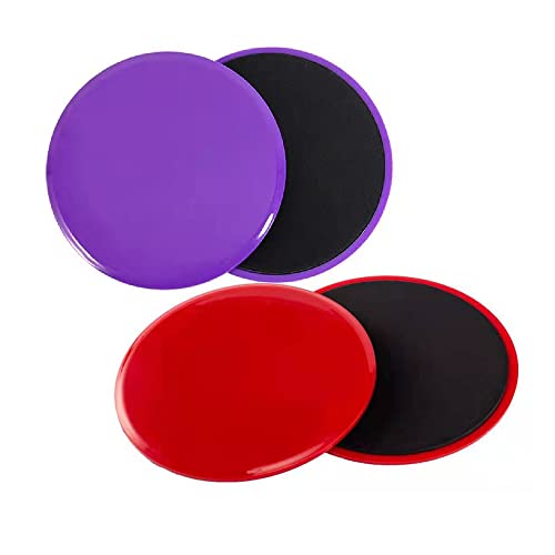 Core Sliders for Working Out Core Sliding Discs Exercise Glider Discs Dual Sided Exercise Discs Fitness Equipment for Women Men Teens Abs and Core Home Travel Exercise Sliders 2 Pack Red and Purple