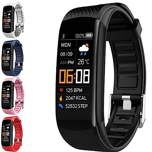 RERLOG Vital Fit Track, Vital Fit Track Smart Watch, Fitness Tracker with Heart Rate Blood Pressure Blood Oxygen Body Temperature Monitor Sleep Tracking Step Counter Pedometer IP67 Waterproof (Black)