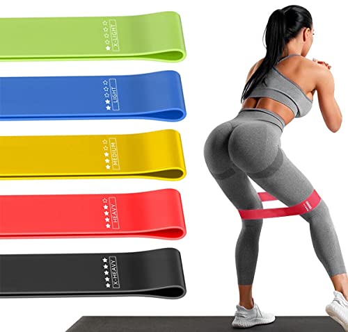 Resistance Loop Exercise Bands Exercise Bands for Home Fitness, Stretching, Strength Training, Physical Therapy,Elastic Workout Bands for Women Men Kids, Set of 5 (Multicolor)