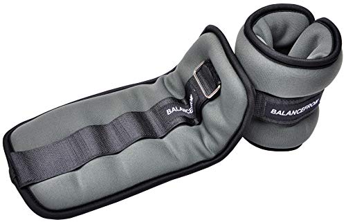 BalanceFrom Fully Adjustable Ankle Wrist Arm Leg Weights, 3 lbs each (6-lb pair), Gray