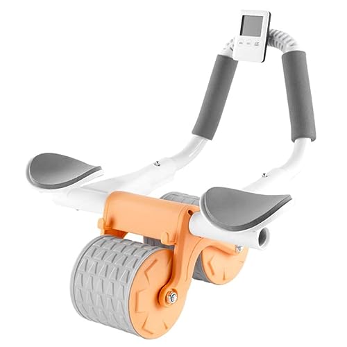 2023 New with timer Ab Abdominal Exercise Roller Elbow Support, abs roller wheel core exercise equipment, Automatic Rebound Abdominal Wheel… (Orange)