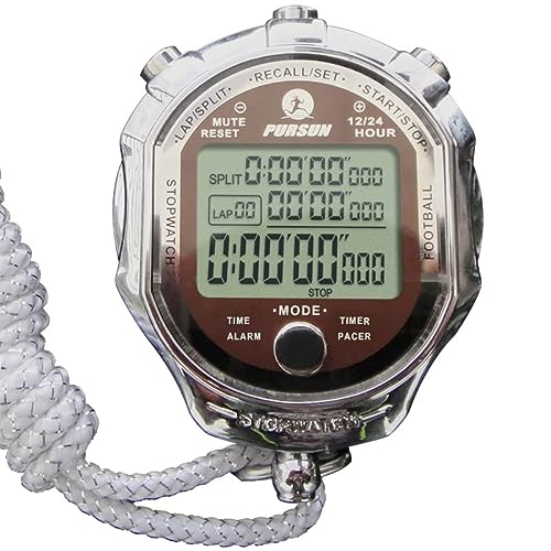 JINSUO LYDBM Digital Metal Stopwatch 1/1000 Second Football Sports Chronograph Counter Countdown Timer Large Display Metronome Alarm Clock (Color : Picture Color)