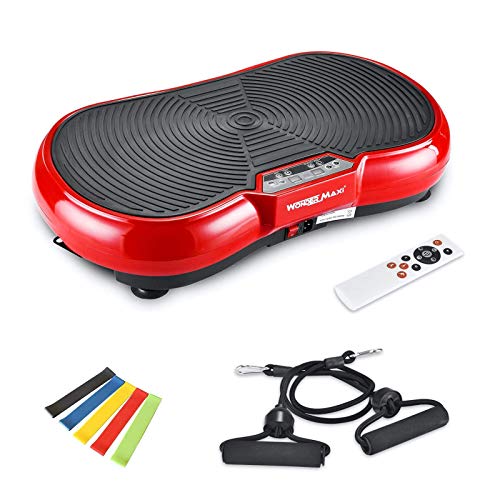 Vibration Plate Machine, Whole Body Fitness Vibration Platform with Remote Control and Resistance Bands for Weight Loss Toning (Red)