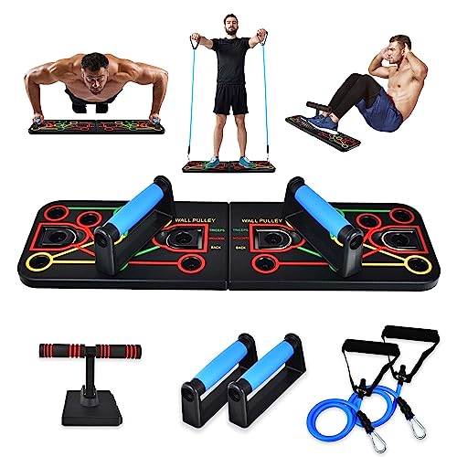 VM Push Up Board for Men & Women | Portable Home Gym Workout Equipment | Muscle Max Pushup Board For Men with Resistance Bands & Sit up Stand for Home Exercise, Fitness & Strength Training | Pushup Handles for Floor