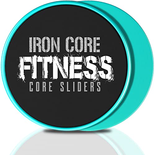 Iron Core Fitness Foot Sliders For Working Out Exercising Ab Feet on Floor Gymnastics. Aqua Blue.
