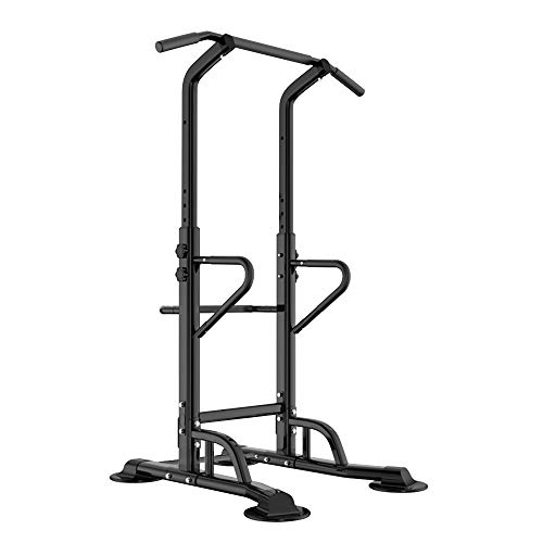 sogesfurniture Tower Adjustable Height Pull Up and Dip Station Multi-Function Home Strength Training Fitness Workout Station Sturdy Chin-Up Bar Stand Dip Station