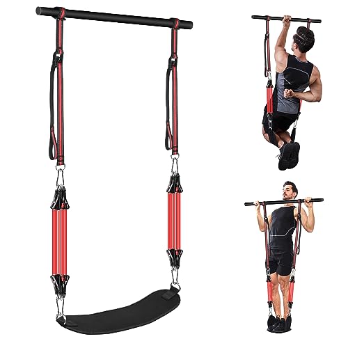 Pull Up Assistance Bands, Pull Up Assist Band with Feet Support, Heavy-Duty Chin Up Assist Bands for Strength Training (Two feet with Chest pad)