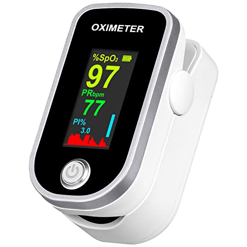 Pulse Oximeter Fingertip – Oxygen Meter Finger Pulse Oximeter – Blood Oxygen Saturation Monitor with Heart Rate and Fast Spo2 Reading, Pulse Ox with TFT Screen, Lanyard (Not include Batteries)