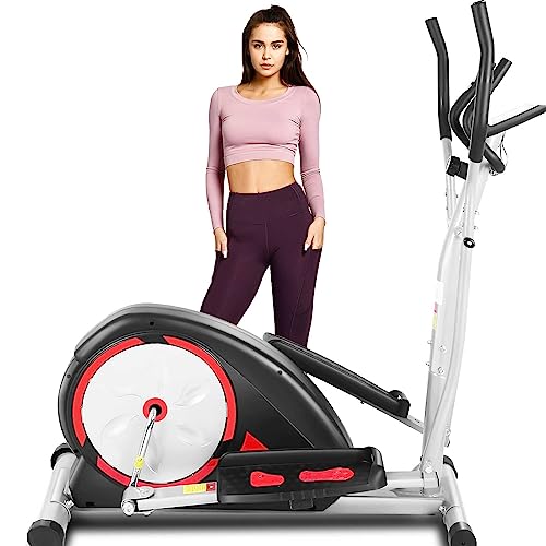 FUNMILY Elliptical Machine, Elliptical Training Machine with LCD Monitor and Pulse Rate Grips for Home Office Use, Max Capacity Weight 350LBS