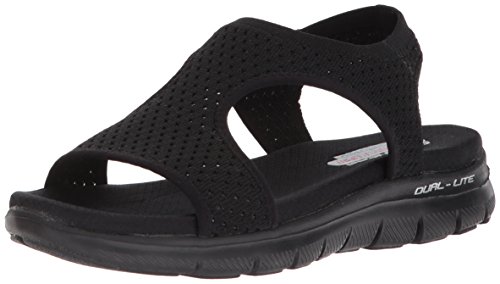 Skechers Cali Women’s Flex Appeal 2.0-Deja Vu Sport Sandal,black/black,9 M US