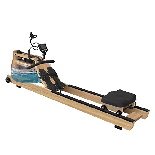 Wooden Water Rowing Machine for Home Use Wooden Water Rower with Bluetooth Monitor Home Gym Fitness Cadio Exercise Equipment Beige