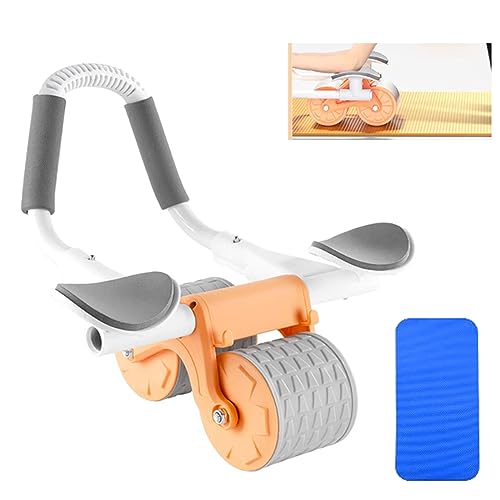 Automatic Update Rebound Abdominal Wheel Kit with Knee Pad Accessories ,Ab Exercise Equipment for Abdominal, Home Gym Fitness Equipment Abdominal Roller Machine for Men & Women (Update/Orang without Timer)