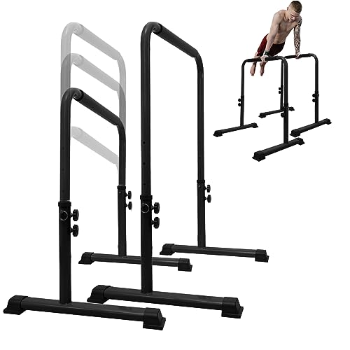 Fitarc Dip Bar, Adjustable Dip Stand Station With Safety Connector for Full Body Strength Training. Adjustable Height from 30” – 39”, Pull-Ups&Push Ups. Black