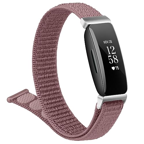 Vancle for Fitbit inspire 2 bands Women Men, Soft Nylon Breathable Adjustable Replacement Strap Wristbands for Fitbit Inspire 2 / Inspire HR/Inspire Fitness Tracker (Smoke Purple)
