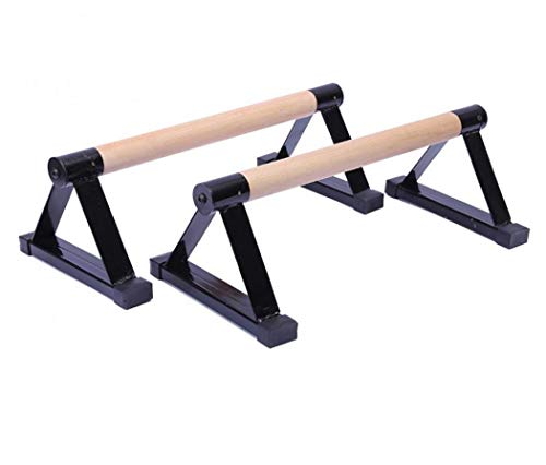 Wooden Pushup Stands Bars, Ergonomical Handle Parallel Workout Stands with Non-Slip Sturdy Structure for Home Fitness Training, Yoga and Gymnastic (Black)