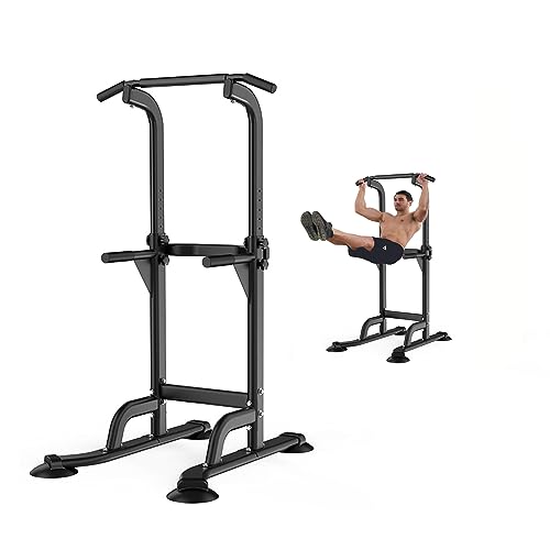 Trlakepreble Pull Up Bar Power Tower Dip Station for Home Gym Adjustable Height Multi-Function Home Strength Training Fitness Workout Station