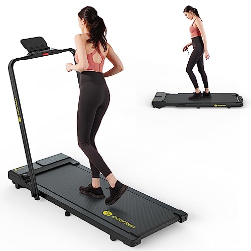 DeerRun 3 in 1 Folding Treadmills for Home, 3.0HP Powerful and Quiet Under Desk Treadmill, 300 lbs Capacity Foldable Walking Pad with Remote Control and Space Saving, Free Installation, Black