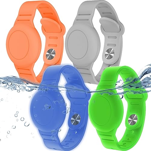 KAHADI 4 Pack Waterproof AirTag Bracelet for Kids, Hidden Silicone Wristband for AirTag, GPS Tracker Case for Air Tag Holder Strap Watch Band for Child Toddler, Secure Anti-Loss Protection