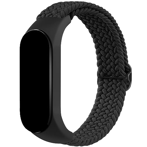 Wanme Bands for Xiaomi Mi Band 5/6 / 7 Strap Women Men, Soft Nylon Sport Strap Compatible with Amazfit Band 5 Replacement Bands Wristband Accessories (Black)