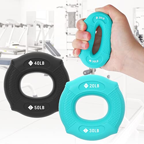 Peradix Hand Grip Strength Trainer, Hand Grip Rings – 2 Pack, Resistance Workout Kit, Finger Stretcher Strengthener Squeezers Hand Therapy Rehabilitation Exercisers, Relieve Muscles Wrist Thumb Pain & Stress