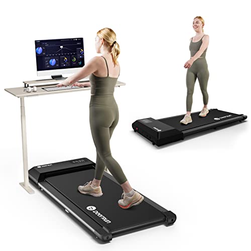 Walking Pad Treadmill Under Desk, 2 in 1 Portable Mini Desk Treadmill with 300LBs Capacity for Office Home, 2.5HP Small Lightweight Walking Pad Running Jogging Machine with LED Display|Remote Control