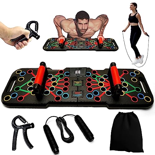 60 in 1 Push Up Board – 60+ Color Coded Foldable Push Up Board for Men & Women With Body Sensor Push Up Counter – Multi-Functional Home Workout Equipment – Hand Grip, Jumping Rope – ACE ATHLETICS