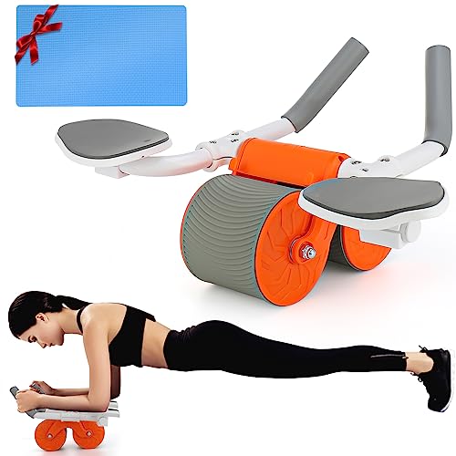 Automatic Rebound Abdominal Wheel, 2023 New Roller Home Abdominal Exerciser with Knee Pads Home Gym Equipment, Abdominal Roller for Beginners Core Workout, Abdominal Workout Fitness (Orange)