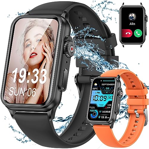 Smart Watches for Women Men with Call, Smart Watch Fitness Tracker With Blood Oxygen Blood Pressure and Sleep Monitor, 1.57” Full Touch Screen IP68 Waterproof, for Android IOS Phone(with 2 bands)