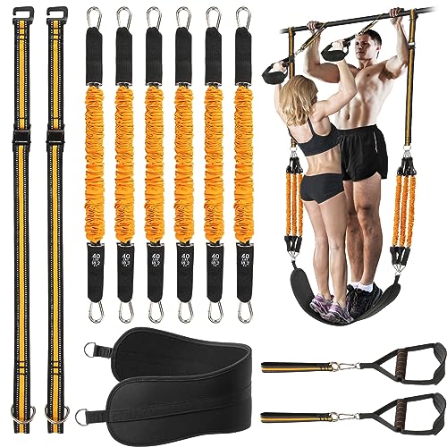 Pull Up Assistance Bands, ALongSong Heavy Duty Pull Up Resistance Bands with Foot Pads, Adjustable Pull-up Exercise Band Set, Chin Up Resistance Band for Workout and Body Strength Training